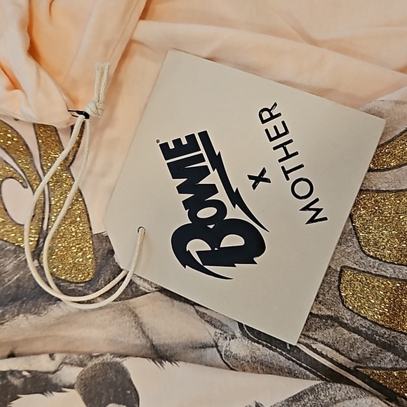 💕BOWIE x MOTHER💕 The Rowdy Glitter Graphic Tee ~ Starman Small S NWT - Picture 15 of 16
